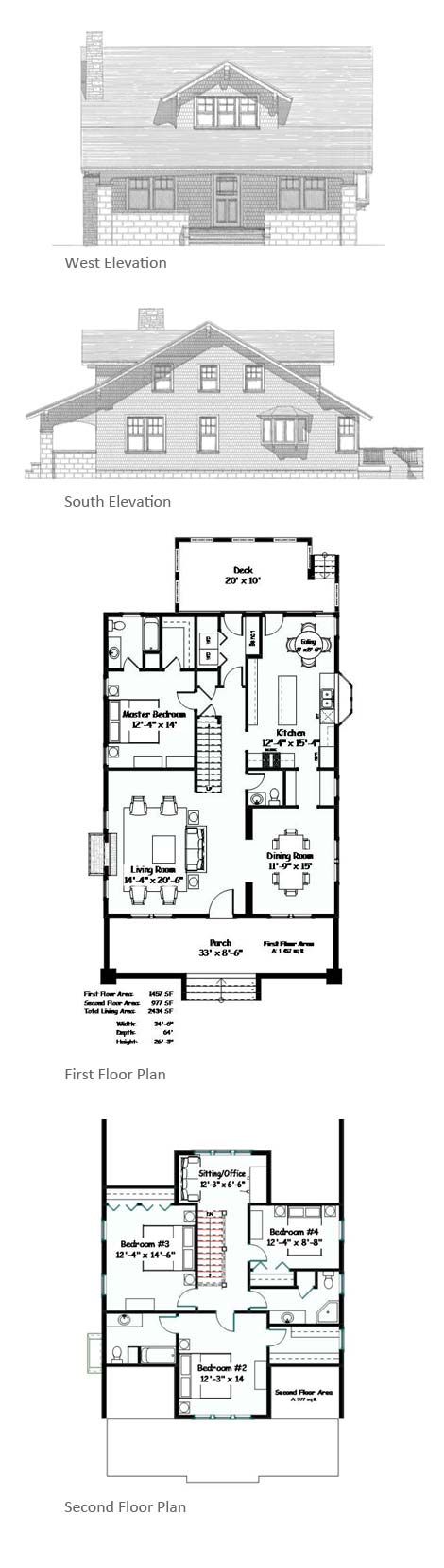 Liberty Cottage elevations and floor plans